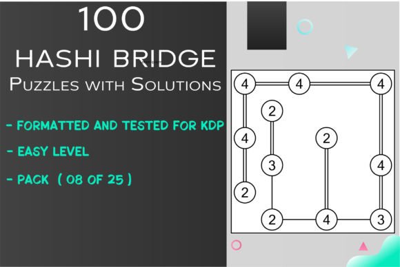100 Easy Hashi Bridge Puzzles 8 of 25 — Graphics for KDP Interiors