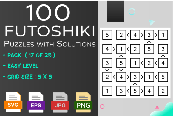100 Futoshiki Puzzles Easy 17 of 25 Graphics for KDP Interiors