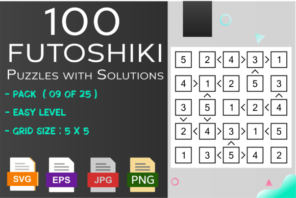 100 Futoshiki Puzzles Easy 9 of 25 Graphics for KDP Interiors