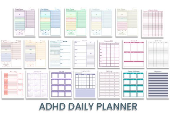 2024 ADHD Daily Planner: Graphics by Kdp Interiors