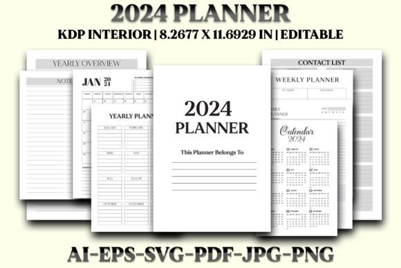 2024 Planner Kdp Interior-Pdf,SVG: Graphics for Kdp Interiors