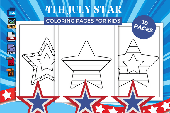 4th July Star Coloring Pages - KDP