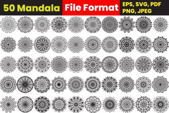 50 Mandala Coloring Page Bundle: Graphics for KDP Interiors