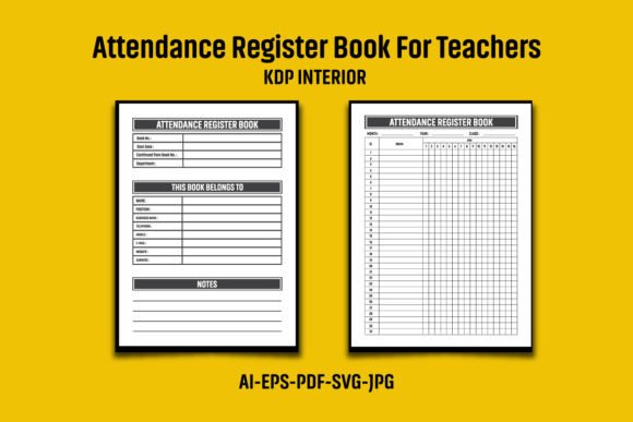 Attendance Register Book for Teacher KDP Graphics