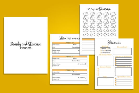 Beauty and Skincare Planner Graphics for KDP Interiors