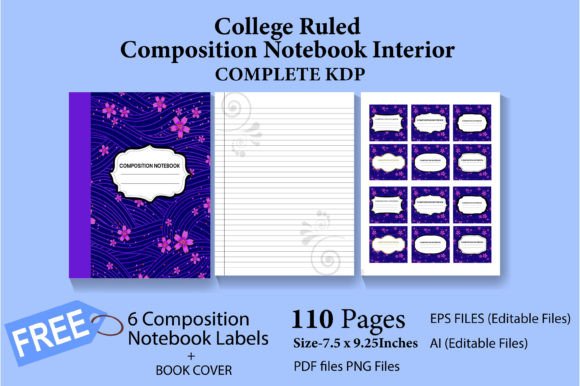 College Ruled Notebook for KDP: Graphics for KDP Interiors