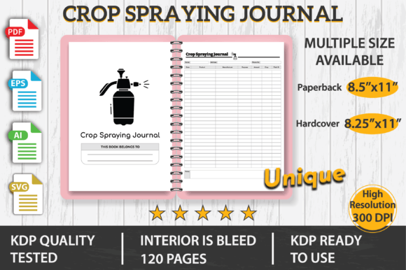 Crop Spraying Journal KDP Interior: Graphics for Brand-Ready Kdp Interiors