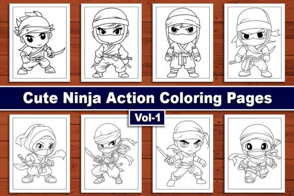 Cute Ninja Coloring Pages for Kids Vol-1: Graphics for KDP Interiors
