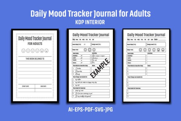 Daily Mood Tracker Journal for Adult KDP: Graphics & KDP Interiors