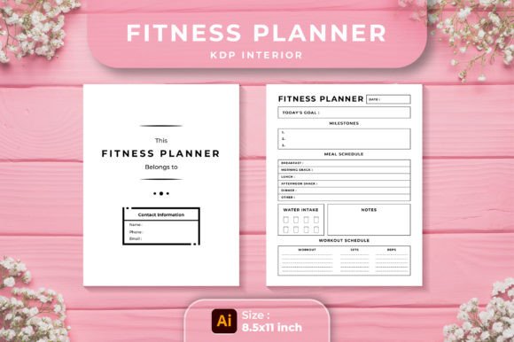 Fitness Workout Planner KDP Interior Graphics