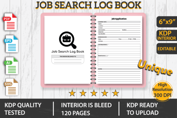 Job Search Log Book KDP Interior Graphics