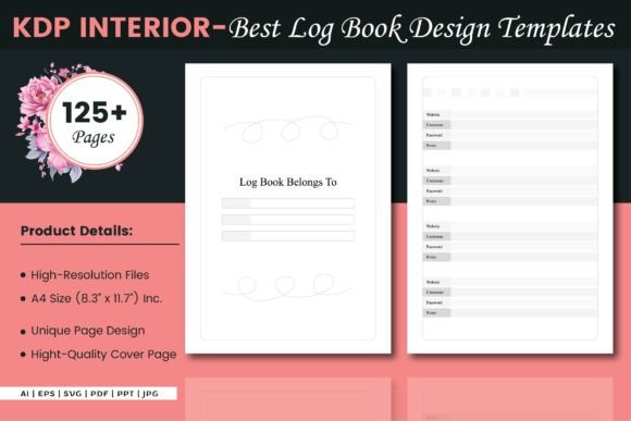 Log Book Templates: Graphics for KDP Interiors
