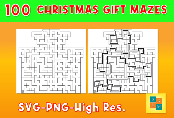 Maze Puzzle 100 Present Mazes: Graphics for KDP Interiors