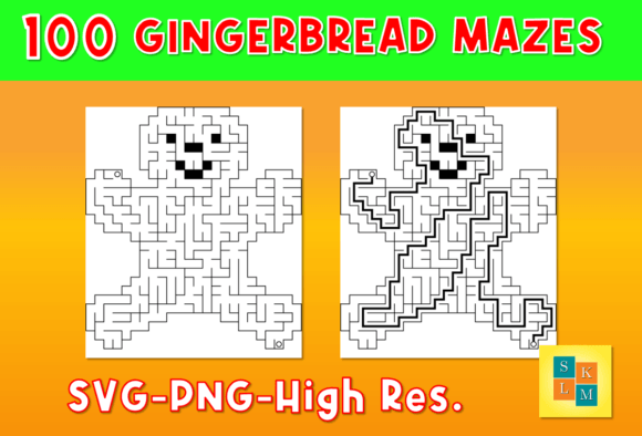 Maze Puzzles 100 Gingerbread Maze: Graphics for KDP Interiors
