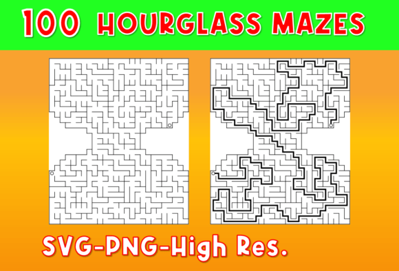 Maze Puzzles 100 Hourglass Maze Puzzles: Graphics for KDP Interiors