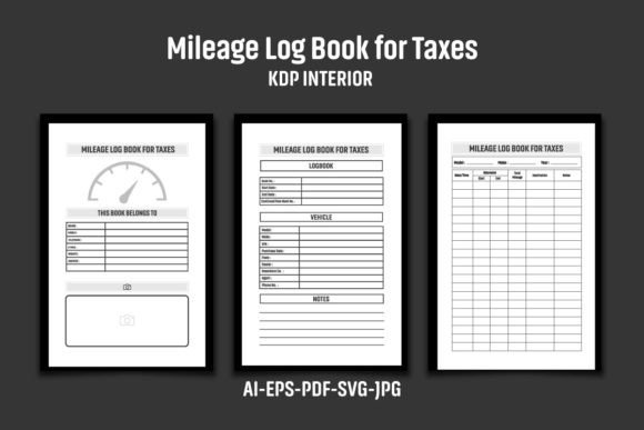 Mileage Log Book Graphics for KDP Interiors