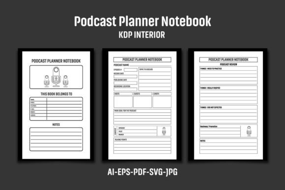 Podcast Planner Notebook KDP Interior: Graphics for KDP Interiors