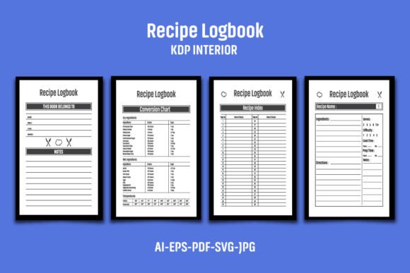 Recipe Logbook KDP Interior: Graphics for Real Kdp Interiors