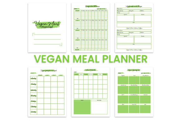 Vegan Meal Planner Graphics for KDP Interiors