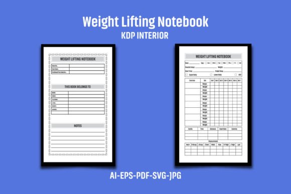 Weight Lifting Notebook KDP Interior: Graphics for Kdp Interiors
